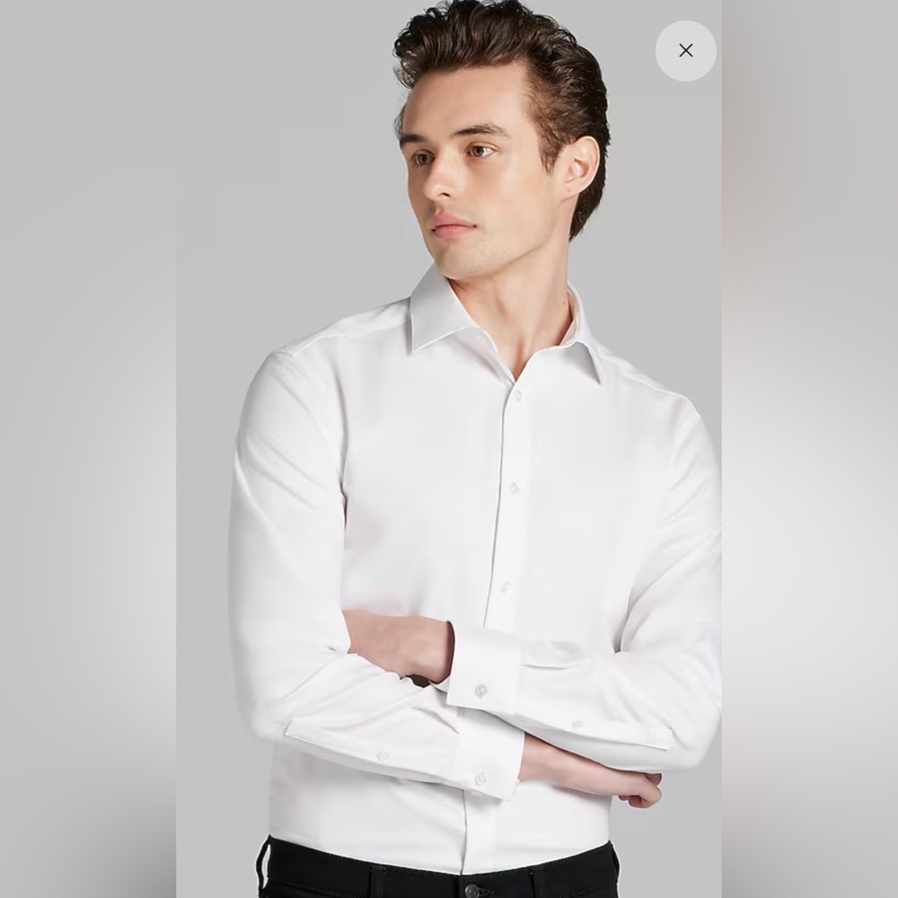 Calvin Klein Men's White Slim Fit Solid Cotton Dress Shirt Sz‎ XXXXXL